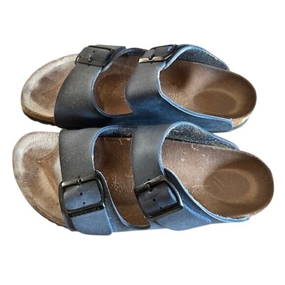 Birkenstock Arizona Two-Strap Sandals Blue Leather Size 39 (US Women’s 8) - Picture 2 of 10